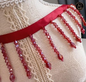 Cortina de Luces Colgante de Flecos de Cristal con Cuentas Hecha a Mano, Accesorios Populares de Encaje para Disfraces de Danza - Product Image 5