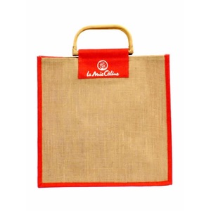 Sac fourre-tout en jute pour supermarché et épicerie, motif à pois, taille moyenne, avec poignée longue, idéal pour les marchés fermiers - Product Image 4