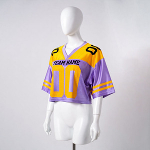 High Quality Drop Shoulder <b>Short</b> Sleeve Soccer American Football Rugby Jersey Heat-Transfer Printed <b>Mesh</b> Boxy Cropped - Product Image 1