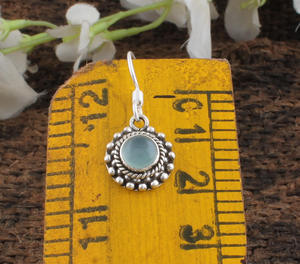 Boucles d'oreilles pendantes en argent sterling 925 avec calcédoine aqua naturelle, faites à la main, bijoux de luxe pour mariage, vente en gros pour femmes - Product Image 5