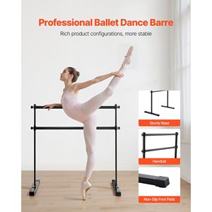 Barra de Ballet Portátil Independiente de 4 Pies, Barra Doble Ajustable en Altura, Antideslizante, Equipo de Gimnasia para Estiramiento - Product Image 3