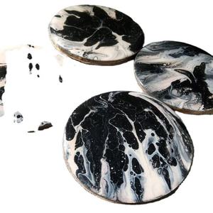 Handmade Round Epoxy Resin Drink Coasters Purple Ocean Theme with Glitter Sand <b>Non</b> <b>Slip</b> Cup <b>Mats</b> - Product Image 4