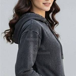 เสื้อฮู้ดดี้ผู้หญิงคุณภาพสูง สไตล์สตรีทแวร์ ล้างสีแบบแอซิดวอช ทรงโอเวอร์ไซส์ - Product Image 5