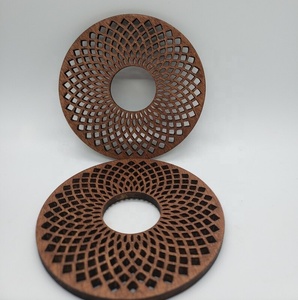 Geometric Spiral Laser Cut Solid Wood Coaster Handcrafted Heat Resistant Drink Mat <b>Table</b> <b>Protector</b> Coffee Tea Cup Holder - Product Image 2