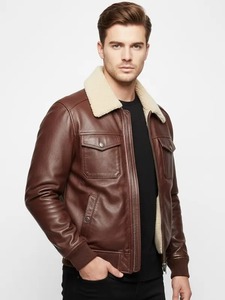 Chaqueta Clásica de Cuero Marrón para Hombre - Product Image 3