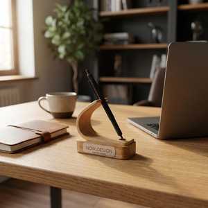 Porte-stylos en bois, organisateur de bureau, type minimaliste, support de rangement en bois à un seul niveau pour usage de bureau - Product Image 1