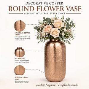 <b>Flower</b> Vase for Fresh & <b>Artificial</b> <b>Flowers</b> Copper Color Display <b>Flower</b> Vase Top Trending Decorative Floor Table Decor Available - Product Image 4