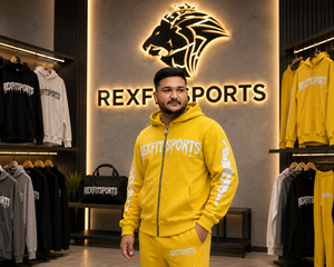 REXFITSPORTS Sudadera con Capucha Gráfica Amarilla para Hombre 2026, 280-300 GSM, Algodón y Poliéster, Forro Polar, Sudadera con Capucha Personalizada Estilo Urbano - Product Image 4