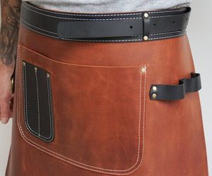 Handmade <b>Half</b>-Length Vintage Classic Buffalo Leather Waist <b>Apron</b> Rustic Brown Genuine Leather Eco-Friendly Durable Workwear - Product Image 5