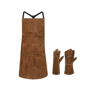 Brown Leather <b>Apron</b> With Pockets And Adjustable Straps For Workshop Use - Product Image 2