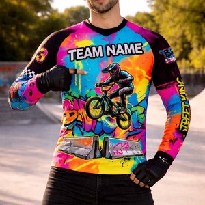 เสื้อเจอร์ซีย์ BMX สำหรับผู้ใหญ่และผู้ชาย เสื้อผ้าปั่นจักรยานแบบสั่งทำพิเศษสำหรับเด็ก ระบายอากาศได้ดี ไซส์พลัส สำหรับเด็กชายและเด็กหญิง เสื้อจักรยาน - Product Image 4