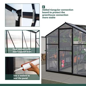 Kit Serra da Giardino 6x10 ft con Telaio in Alluminio, Copertura in Policarbonato, Porta con Chiusura e Caratteristiche Regolabili per Uso Esterno - Product Image 5