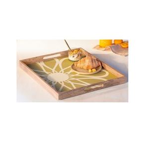 Trending Printed Sustainable Wooden Lacquered Finish Multifunction Serving Storage Tray Modern <b>Breakfast</b> Coffee Food Home Tray - Product Image 2