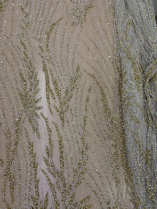 Tissu en Tulle Doré Perlé à la Main, Broderie de Paillettes, Dentelle pour Robe de Mariée, Robe de Bal, Matériaux de Haute Couture - Prix Usine - Product Image 2