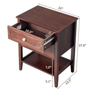 2 <b>Drawer</b> Wood Nightstand End <b>Side</b> <b>Table</b> for Bedroom & Living Room - Product Image 6