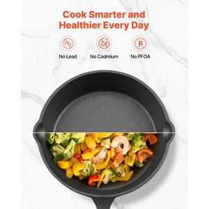 Set di 4 Padelle in Ghisa ChefFT Pretrattate con Manici in Silicone Resistenti al Calore Misure 6 8 10 12 Pollici - Product Image 4