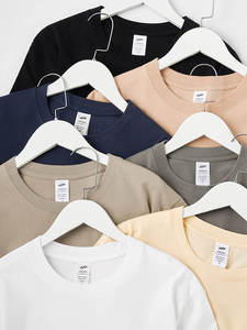 Premium Fabric <b>Plain</b> Dyed Breathable O-Neck Tee Shirts Custom Label Cotton Knitted Regular Fit Short Sleeves Men's T-Shirt - Product Image 6