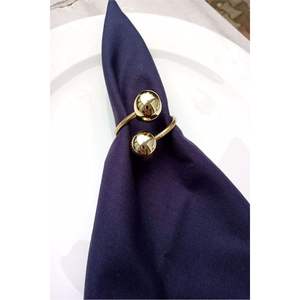 Anillos de Servilleta Minimalistas con Cuentas Doradas, Hebilla de Metal en Espiral para Servilletas, Decoración de Mesa Contemporánea para Banquetes y Eventos Navideños - Product Image 1