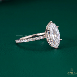 Bague en or avec diamant ovale taillé en escalon de 3,863 carats, cultivé en laboratoire, couleur D E, clarté VVS VS, bijoux fins de qualité supérieure, design sur mesure - Product Image 2