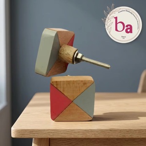 Beads Art HBRMW 156 Geometric Wood <b>Cabinet</b> Handle <b>Knob</b> <b>Gold</b> Stripe Minimalist Design Easy Installation for Home Office Furniture - Product Image 1