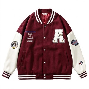 Nouvelle veste bomber pour homme, style Letterman, grande taille, avec grandes poches, lettres brodées, veste de baseball - Product Image 1