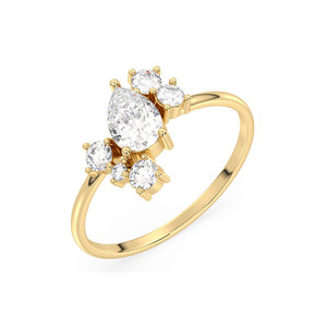Venta Directa de Fábrica REYES, Anillos de Compromiso de Oro Amarillo de 14K y 18K con Corte de Pera y Moissanita de 0.88 Quilates para Mujer, Joyería Fina para Bodas - Product Image 1