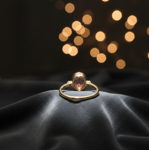 US 6 Pink Oval <b>Ring</b> 10x12mm with CZ 8g 925 Sterling Silver 18K Gold Plated <b>Statement</b> Gemstone <b>Ring</b> Gift for Her - Product Image 3