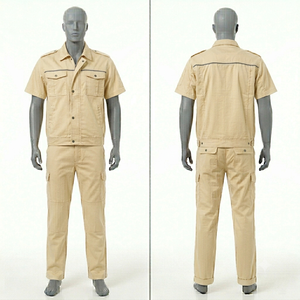 Ensemble uniforme de travail pour hommes, 245 GSM, coton polyester sergé, bleu royal, panneau réfléchissant sur la poitrine, broderie personnalisée, impression de logo, uniforme de travail - Product Image 2