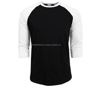 เสื้อยืดเบสบอลสำหรับผู้ชายเสื้อยืดสีดำแบบกำหนดเอง34มือ Raglan - Product Image 1