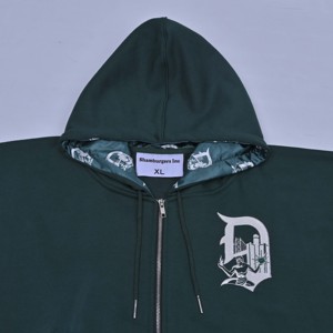 Sudadera con capucha verde para hombre MRI Made, con cremallera, de algodón y forro polar, con letra D bordada, informal, para otoño, de corte regular, diseño personalizado. - Product Image 5