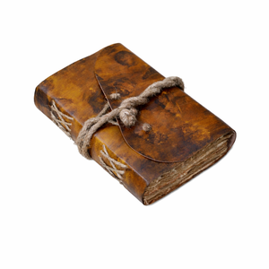 Diario de cuero marrón hecho a mano con tapa dura, cuaderno de bocetos vintage con relieve de jardín, papel de algodón con borde deshilachado, diario premium - Product Image 2