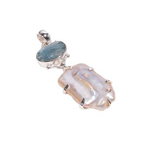 Colgante de Perla Barroca de cianita Paraiba para mujer, joyería de plata de ley 925 al por mayor, colgantes de plata fina, proveedores de joyería - Product Image 1