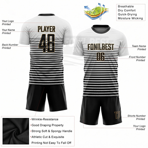 Maillot de football personnalisé sublimé unisexe à manches courtes, anti-transpiration, rayé, en polyester, col rond, pour adulte, toutes saisons - Product Image 5
