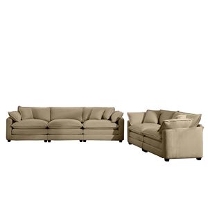 Ensemble de canapés de salon moderne en tissu Corduroy Tan, deux places, inclinable, avec 8 coussins et assise profonde et spacieuse - Product Image 6