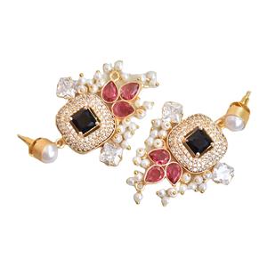 Bulk Brass Hoop <b>Earrings</b> Natural Zircon Raw Natural Stone Design Antique Brass Finish Unique Designer Pattern Premium B2B - Product Image 3