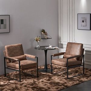 Poltrona da Interno in Tessuto Tecnologico Marrone Chiaro con Telaio in Ferro Singolo per Uso in Soggiorno - Product Image 6