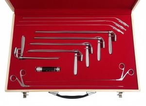Ensemble d'instruments endoscopiques ORL en acier inoxydable de qualité supérieure pour micro-chirurgie de l'œsophage et de la voie laryngée, avec boîte de stérilisation, certifié CE ISO - Product Image 1