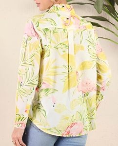 Camisa con botones y estampado tropical para mujer – Camisa de algodón ligera de manga larga para uso informal, en resorts y en vacaciones - Product Image 2