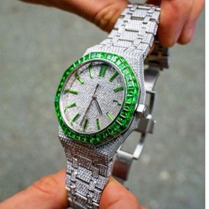 Reloj de Pulsera de Lujo para Hombre, Estilo Hip Hop, con Diamantes Cultivados en Laboratorio, Plateado y Dorado, Redondo, de Cuarzo, de Alta Calidad - Product Image 1