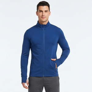 Thumbhole Design Made Yoga <b>Workout</b> Athletic Fitness <b>Jackets</b> Windproof Zipper Up Closure Fitness Gym Outerwear <b>Jacket</b> Men - Product Image 1