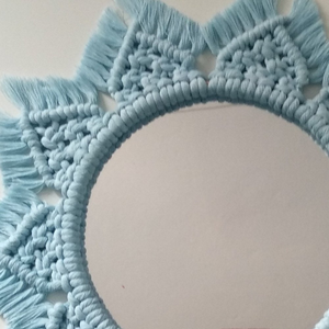 Espejo de Pared de Macramé Boho de 16 Pulgadas, Hecho a Mano, con Patrón Abstracto y Geométrico, Decoración Colgante para Dormitorio, Sala de Estar, Decoración del Hogar - Product Image 4