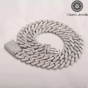 Collar Unisex de Moissanita Charm Jewells, Cadena Figaro, Plata 925, Chapado en Oro de 14K, Certificado IGI, Estilo Hiphop de Lujo para Fiestas - Product Image 1