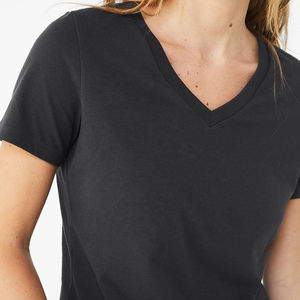Camiseta de Manga Corta con Cuello en V para Mujer, Jersey Regular, Transpirable, de Algodón, con Parches Bordados, Diseño OEM, Secado Rápido, Ecológica, para Verano - Product Image 5