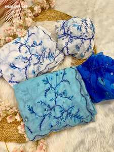 Conjunto de Saree y Blusa de Seda Tebby con Estampado Floral y Bordado Cutdana - Colección Premium de Aspecto Elegante - Moda Femenina - Product Image 6