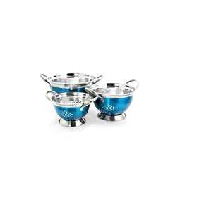 Extra Large Stainless Steel <b>Colander</b> with Sturdy Handles for Draining Pasta Noodles Vegetables and Fruits <b>metal</b> - Product Image 3