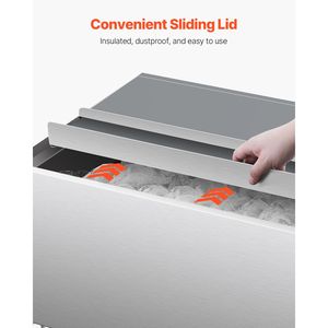 Carrello Refrigerante Commerciale in Acciaio Inox da 61,6 L con Coperchio Scorrevole per Cucina Professionale, 24 x 19,1 x 36,8 Pollici - Product Image 6