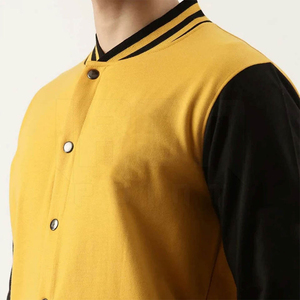 เสื้อแจ็คเก็ตสไตล์วาร์ซิตี้สีเหลืองและดำสำหรับผู้ชาย แต่งแถบยางยืด ปิดด้วยกระดุมแป๊ก แฟชั่นสตรีทแวร์พรีเมียมสำหรับคนเมือง - Product Image 5