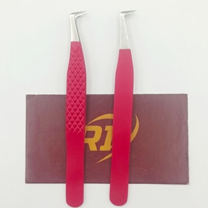 Pinzas Profesionales de Acero Inoxidable Color Rojo para Pestañas de Mega Volumen, Pinzas de Precisión con Ángulo de 90 Grados - Product Image 3