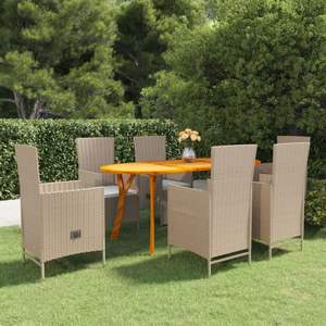 Ensemble de salle à manger beige et blanc crème pour jardin, pour les réceptions en plein air - Product Image 1