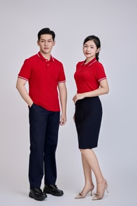 Camisa Casual de Manga Corta para Hombre, Marca FMF, 100% Poliéster, Tejido en Vietnam, Cuello en Contraste con Logotipo Rojo Frontal, Resistente a las Arrugas - Product Image 2